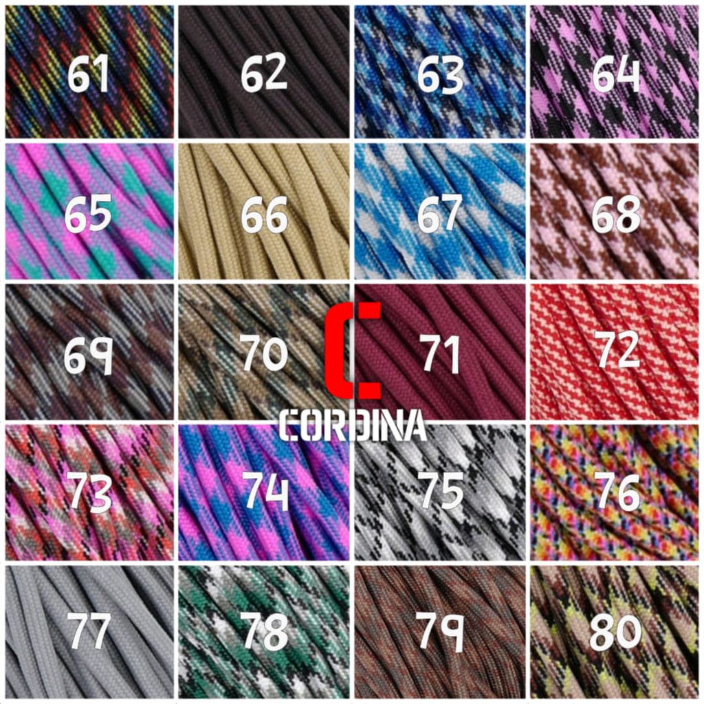 TALI PARACORD 4mm 7 STRAND  BAHAN KERAJINAN GELANG NO 61-80