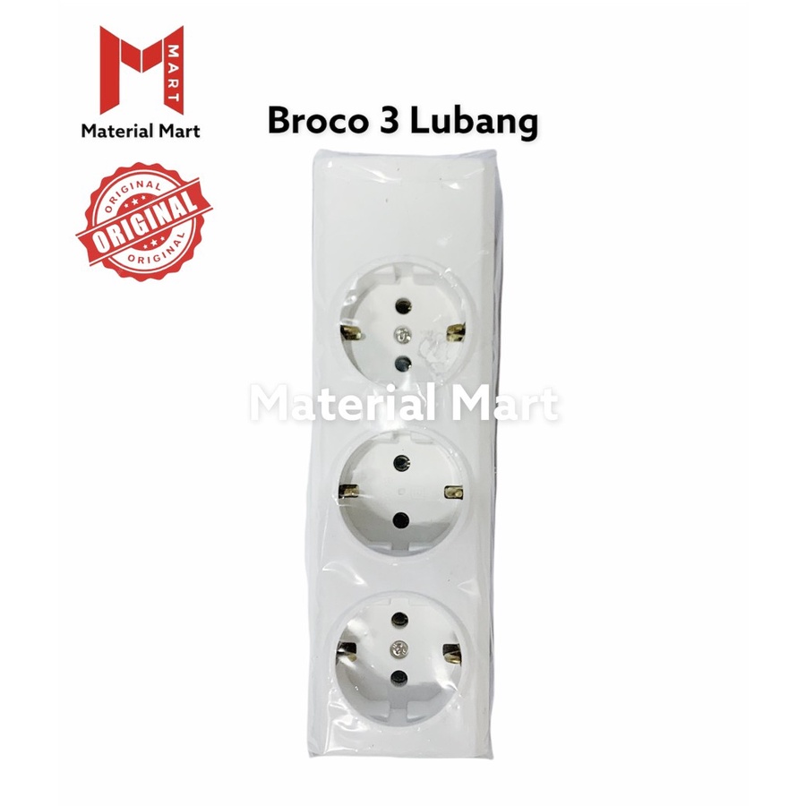 Stop Kontak Uticon 3 Lubang ST-138 | Stop Kontak Broco 3 Lubang 15330 | Material Mart