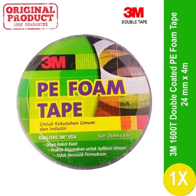 Double Tape 3M PE Foam 1600TG 24 mm x 4mtr Isolasi BB 24mm  x 4mtr