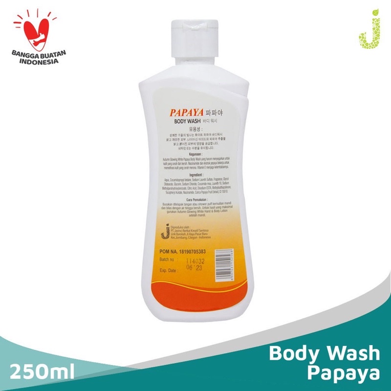 Ready Stok Grosir autumn glowing white papaya body wash 250ml