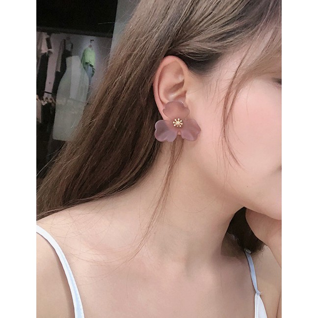 LRC Anting Tusuk Fashion Acrylic Flower Alloy Earrings K44525