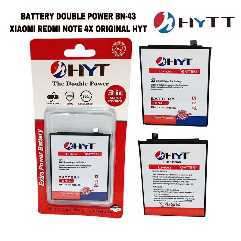 BATTERY BATERAI DOUBLE POWER BN43 XIAOMI REDMI NOTE 4X ORIGINAL HYT