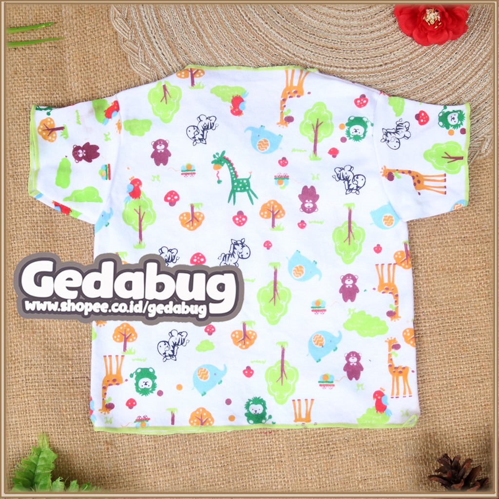 Baju Bayi Lengan Pendek Newborn Wiedy Motif Animal Putih