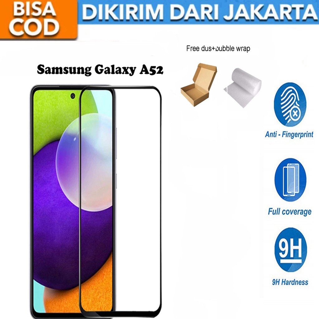 Tempered Glass Samsung Galaxy A52 Full Cover / Full Screen Protector Anti Gores