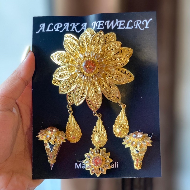 Set Bros Tunjung Padi / aksesoris bali/ alpaka bali
