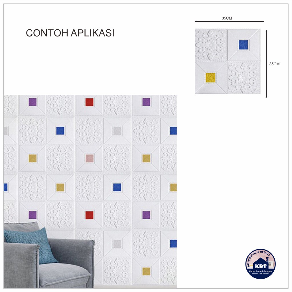 PROMO WALLPAPER FOAM 3D MOTIF BATIK KRISTAL Classic 35X35 / Wallpaper Sticker Dinding Plafon Emboss-5