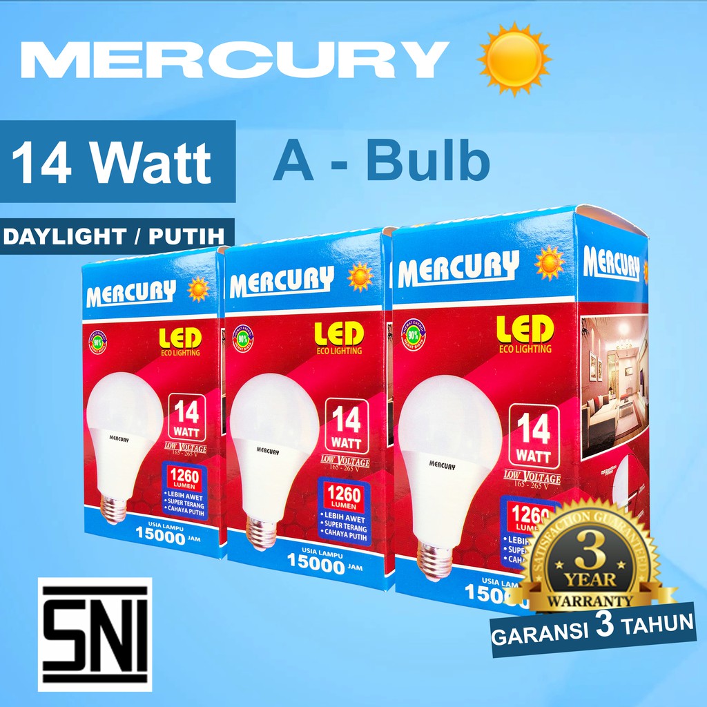 MERCURY LIGHTNING 14W Bohlam LED A Bulb Lampu LED 14 Watt 14 W GARANSI 3 THN ORIGINAL