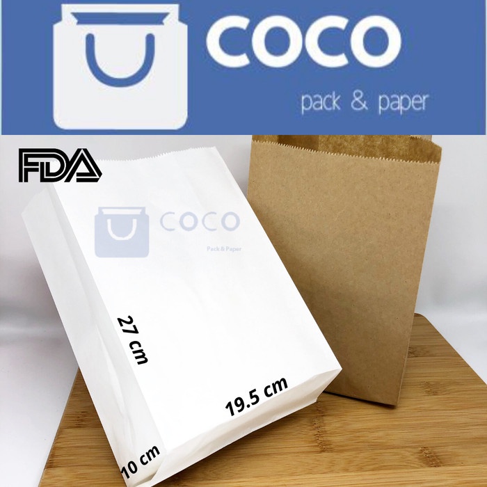 

✨ BISA COD ✨ Paper Bag / Kantong Kertas [ Size L ] [ Food Grade ] [ Isi 100 pcs ] - Putih