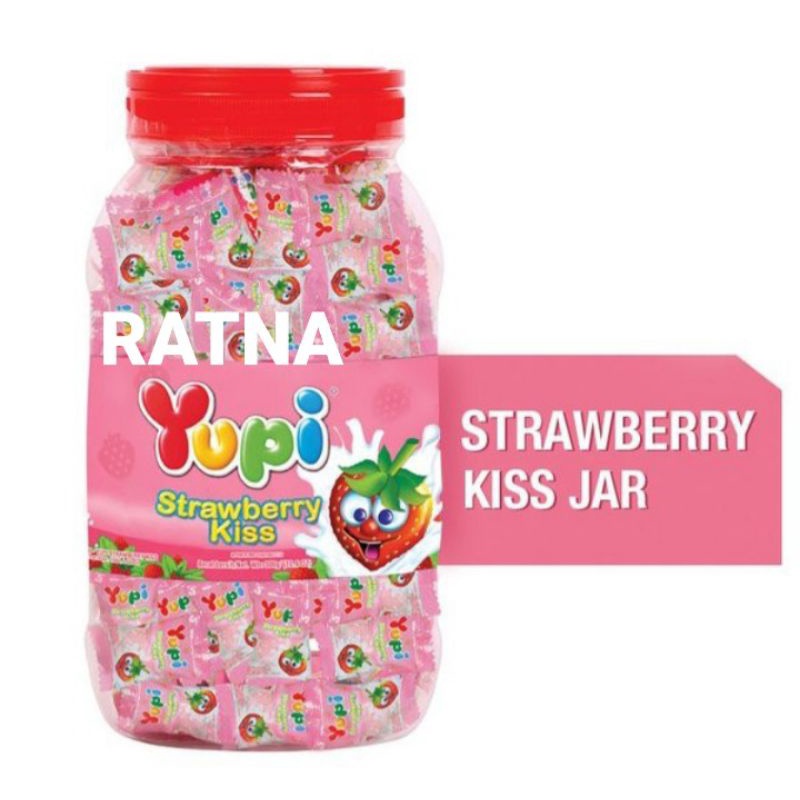 

YUPI LOVE TOPLES/JAR CANDY STRAWBERRY KISS (Isi 125pcs)