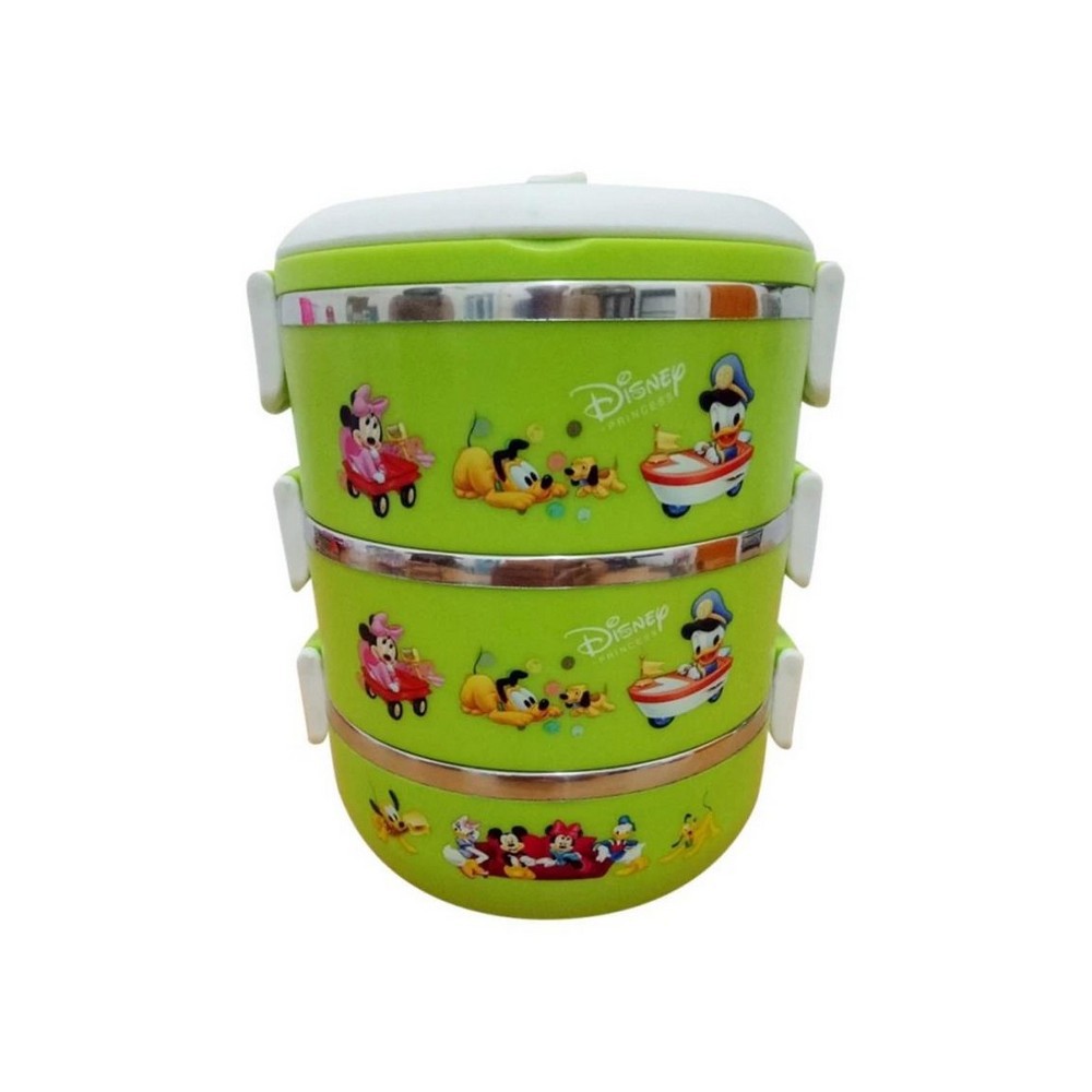 Lunch box Rantang bulat stainless steel susun 3 karakter