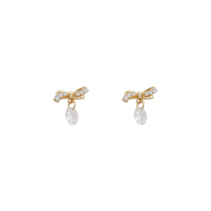 Shuling Women Earring S925 silver needle Bow Drop Earrings Female Micro-inlaid Diamond Zircon Ear Jewelry