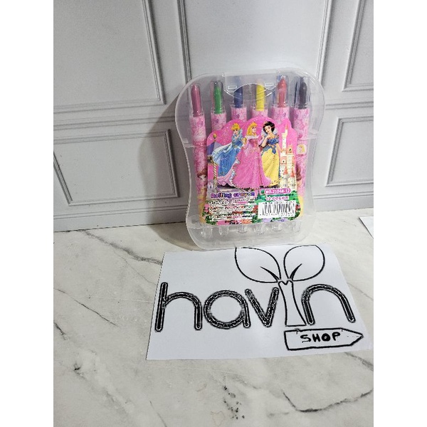 CRAYON PUTAR PENDEK MIKA 12WARNA/KRAYON PUTAR MIKA/ROLLING CRAYON MIKA-CrPUT MIKA PRINCESS