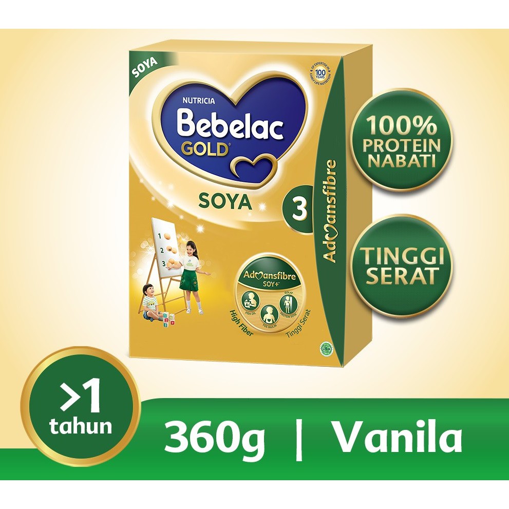 BEBELAC Gold 3 Soya 360 gr Vanila Susu Pertumbuhan Anak 1 - 5 Tahun