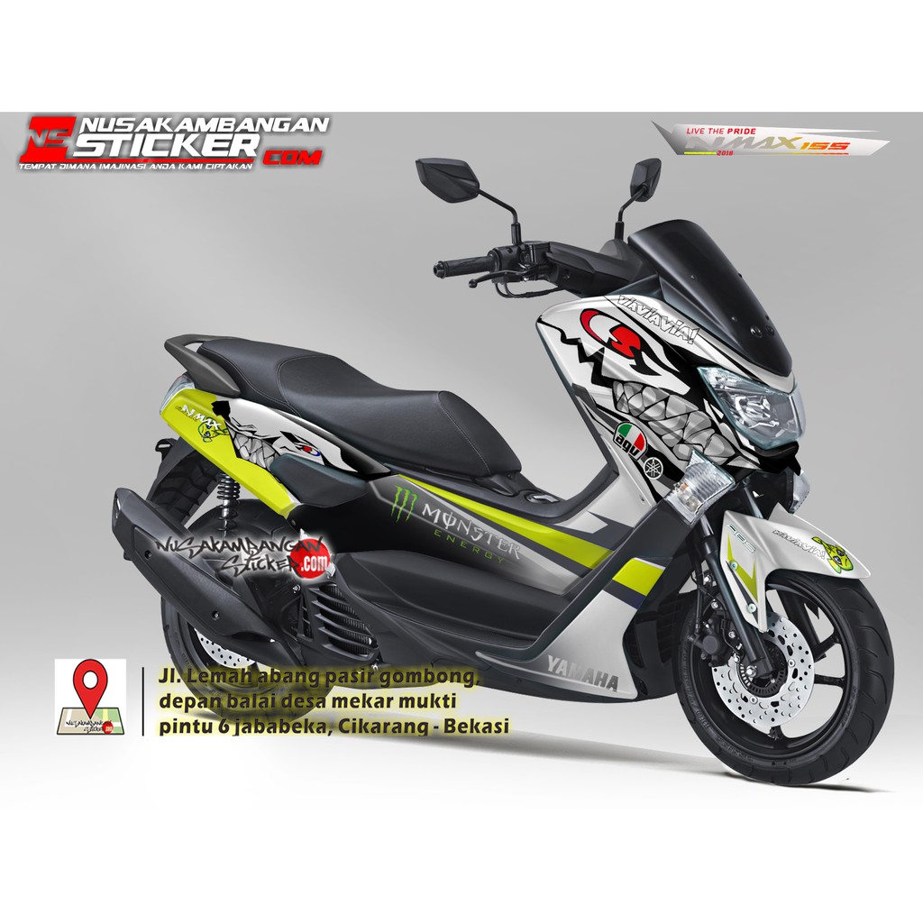 Decal Sticker Yamaha Nmax old Shark putih