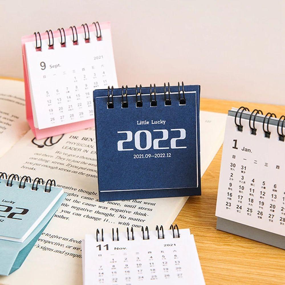 Lanfy 2021-2022 Kalender Perlengkapan Kantor Non-printed Daily Jadwal Berdiri Sendiri Dekorasi Desktop Agenda Organizer Coil Calendar