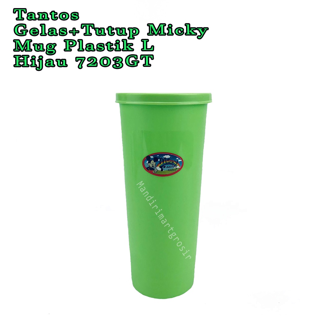 Gelas+Tutup Micky *Tantos * Mug Plastik (L) * Warna Hijau 7203GT