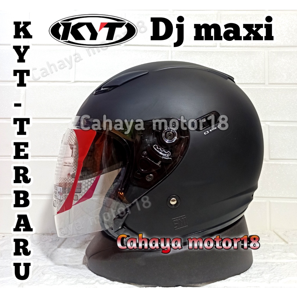 HELM HALF FACE KYT DJ MAXI SOLID HITAM DOFF | DOUBLE VISOR