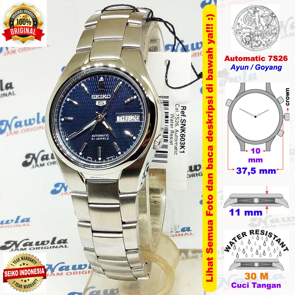 Seiko 5 SNK603K1 Automatic Blue Dial - Jam Tangan Pria SNK603