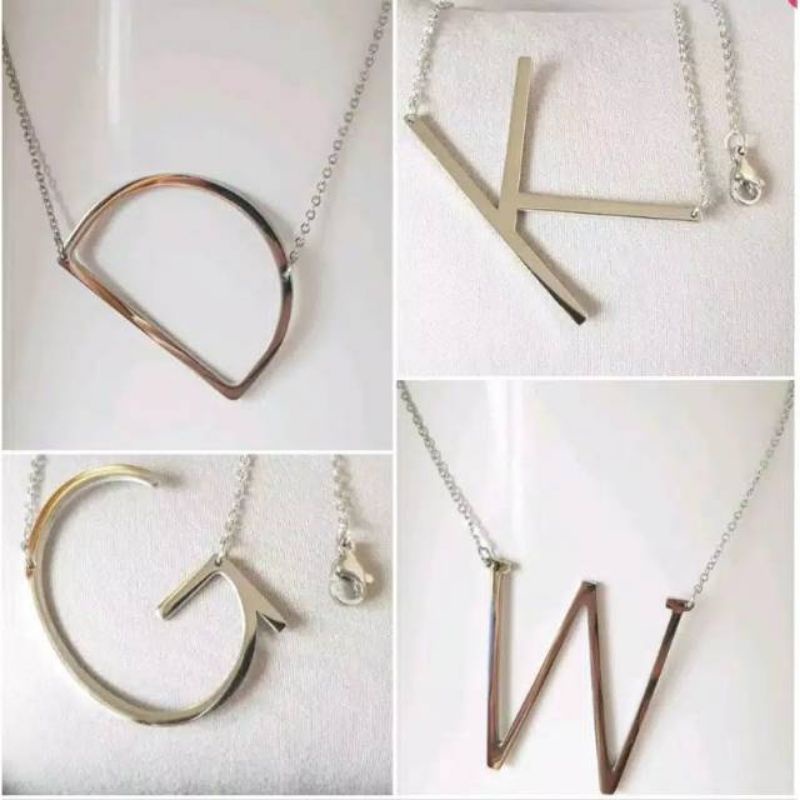 Kalung Abjad A-Z Kalung Inisial Warna Silver