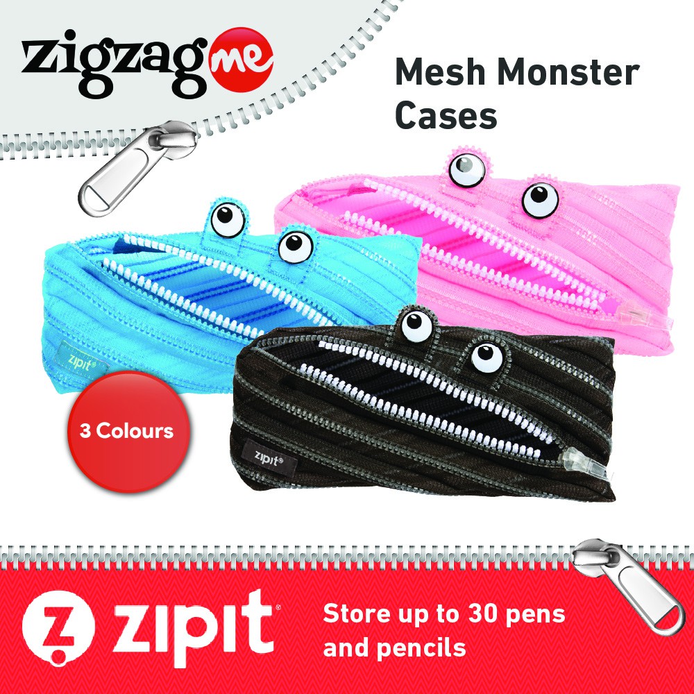 

Zipit Mesh Monster Kotak Pensil Transparan Jala Jaring - Pink/Biru/Hitam