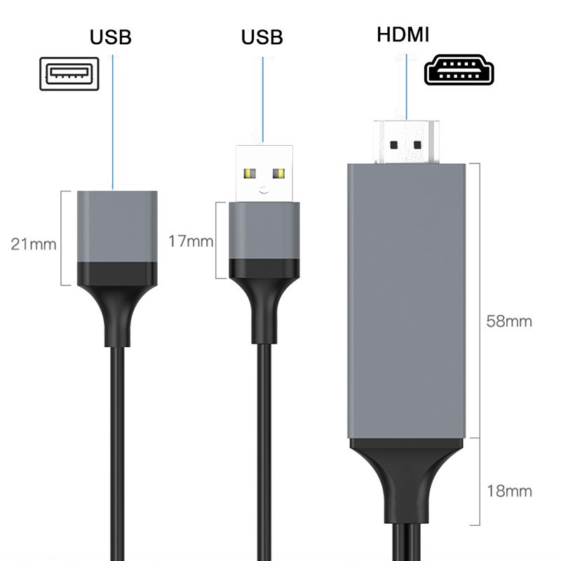 Kabel Adapter Konverter USB Tipe-C Ke HDMI MHL Untuk iPhone / iPad / Proyektor TV