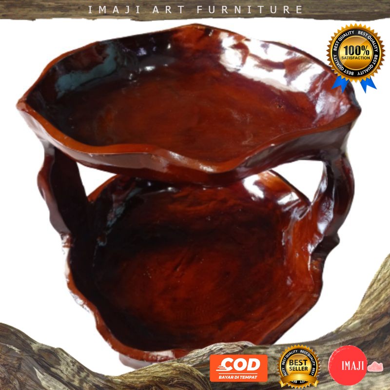[ COD ] Rak tempat buah 2 susun antik dekorasi peralatan meja makan mewah classy dari kayu jati blor
