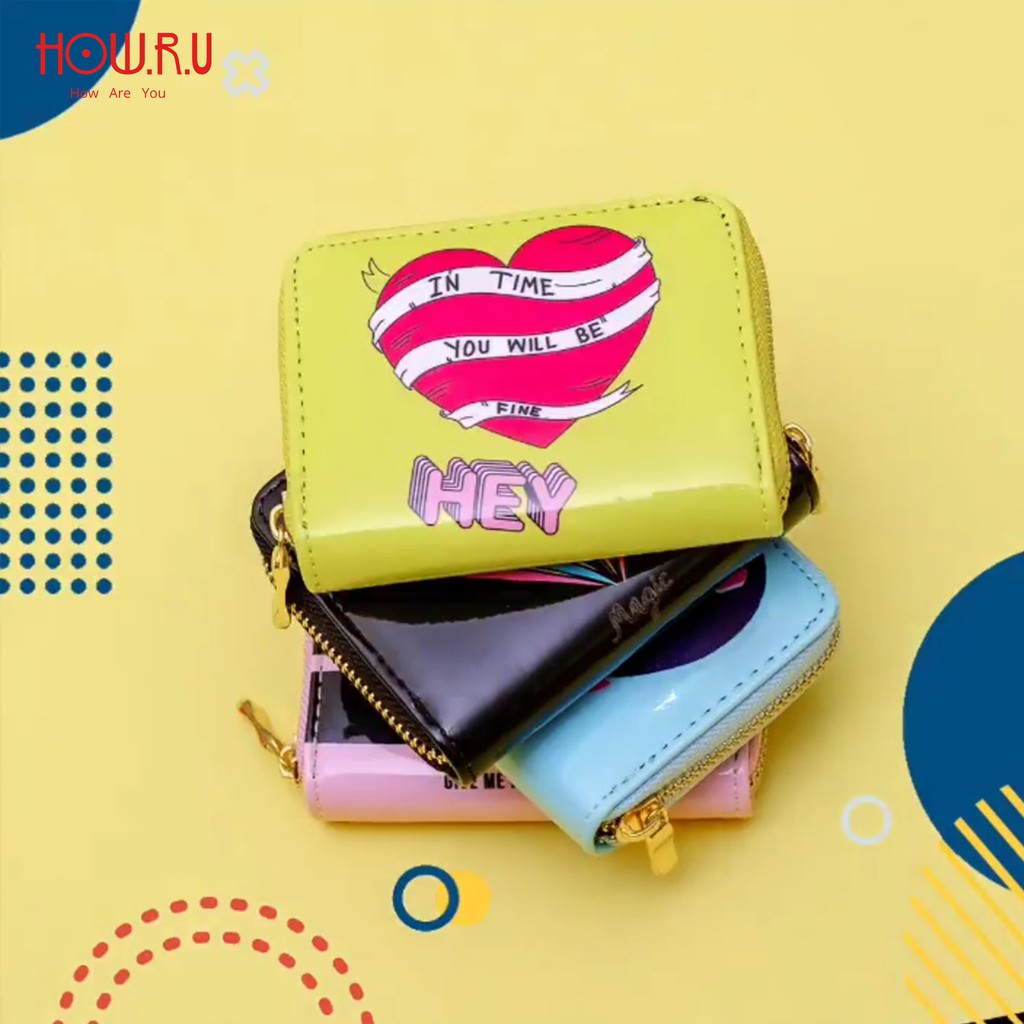 HOW.R.U | Dompet Wanita Pendek Lipat tempat Uang koin / Kartu 10194-5