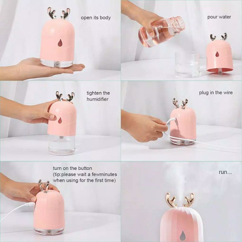 Humidifier / Diffuser / Pelembab Udara dengan lampu LED