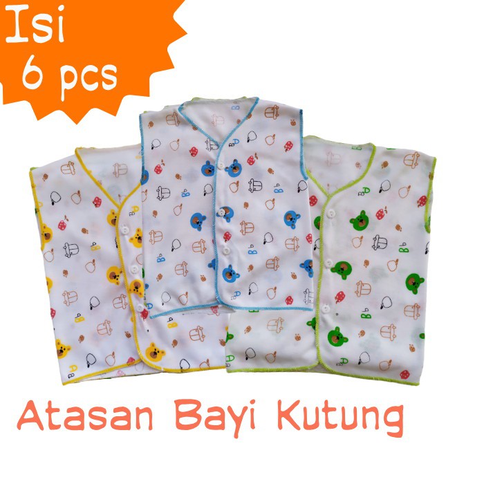 6 pcs Atasan Baju Bayi Newborn Print Karakter