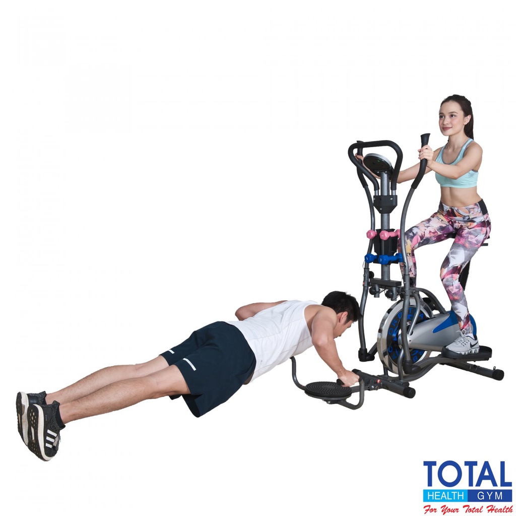 TOTAL HEALTH GYM - New Alat Olahraga Fitness Sport Gym 6 in 1 Sepeda Statis Elliptical Bike Total Static Orbitrack Plat Orbitrek