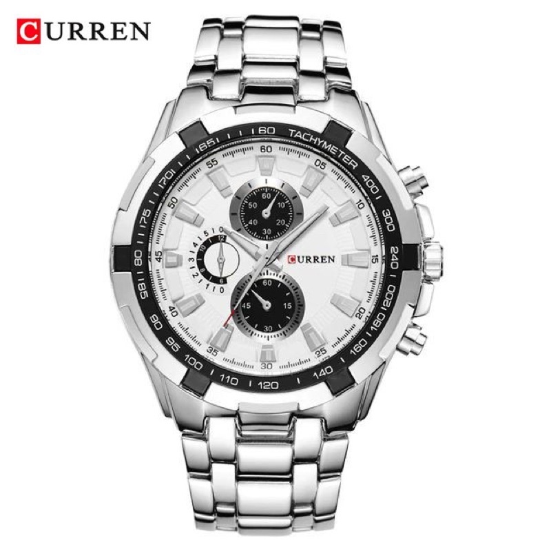 CURREN 8023 Jam Tangan Pria Analog Stainless Steel Chronograph Tidak Aktif ALL-TIME CURRENOS