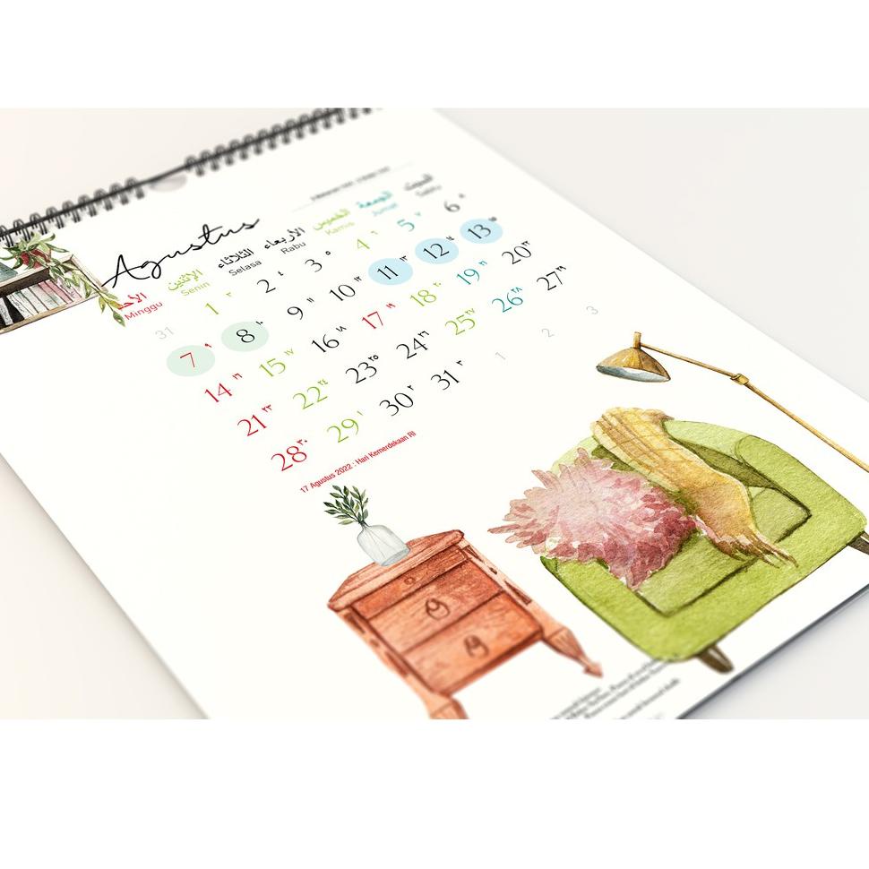 

Terlaku. QR7K0 2022 Kalender Puasa, Kalender Dinding SPIRAL Masehi Hijriyah ukuran A3+ Tema Cozy Hom