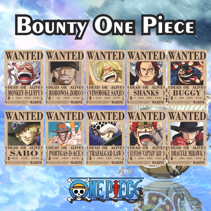 Poster Anime One Piece Bounty Karakter Buronan Wanted