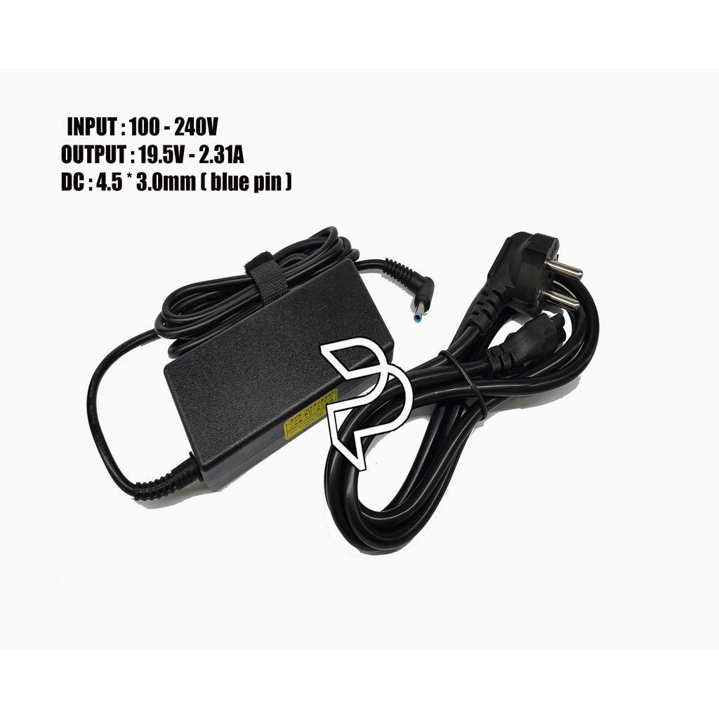 PROMO !!! Charger Casan Adaptor Laptop HP 19.5v - 2.31a X360 15-P231AX 14-AM505TU 14-AC181TU HP 240 242 G1 G5 14-AF118AU 14-AM013TU