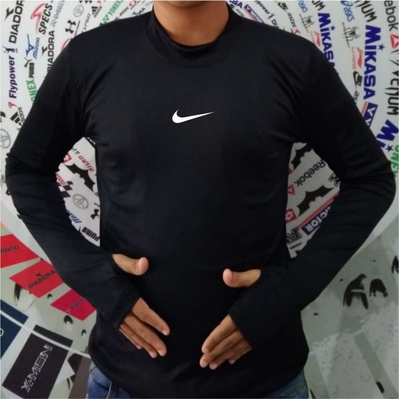 Kaos dalaman lengan panjang sepak bola baselayer longsleeve thumbhole manset panjang lubang jempol J