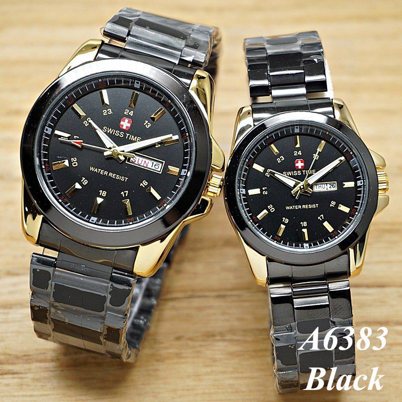 Jam tangan Couple Swiss Time Rantai - Kode A6383