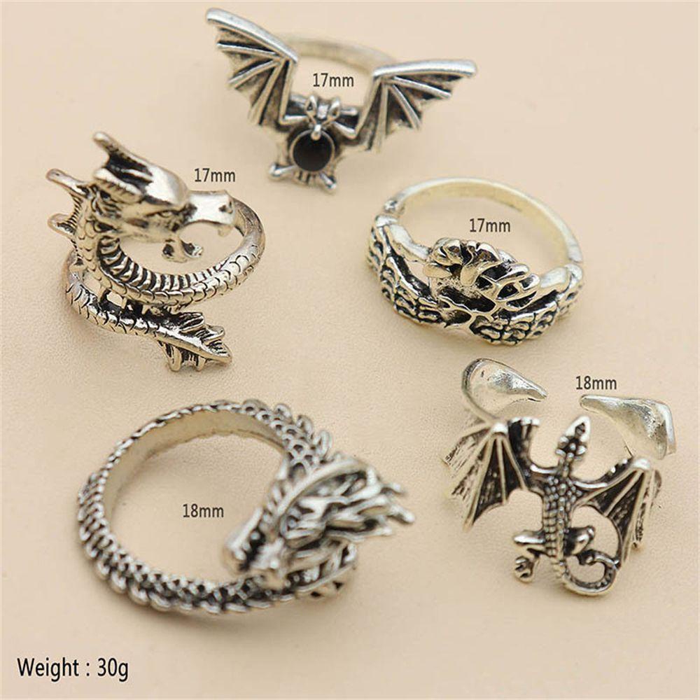 Lily 5pcs Cincin Set Fashion Vintage Rock Punk Gothic Hip Hop Aksesoris Tangan