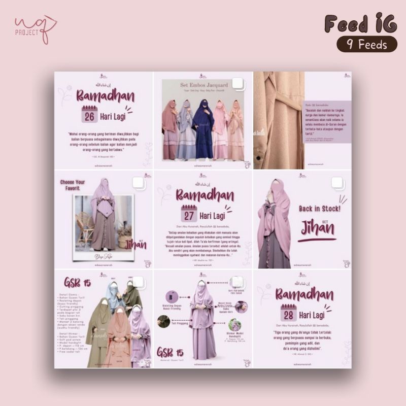 Jasa Desain Feed Instagram Puzzle Feed Kekinian 3x3 (9 Feeds)