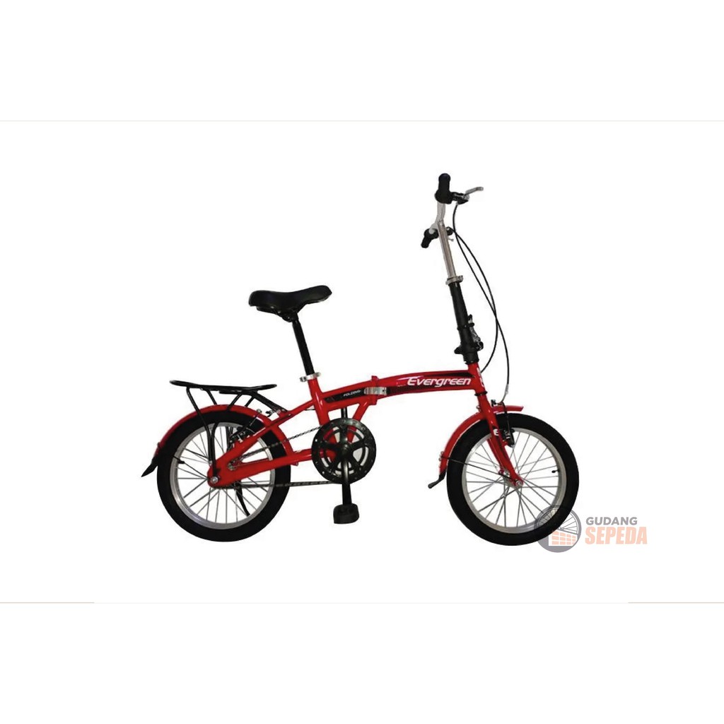 Khusus Gojek/Grab Instan Sepeda Lipat murah Evergreen 16 1 & 7 speed Termurah Original Taiwan single speed SNI-Red (7)