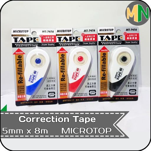 

Correction Tape Pita Koreksi 5mm x 8m Re-fillable MICROTOP MT-747A