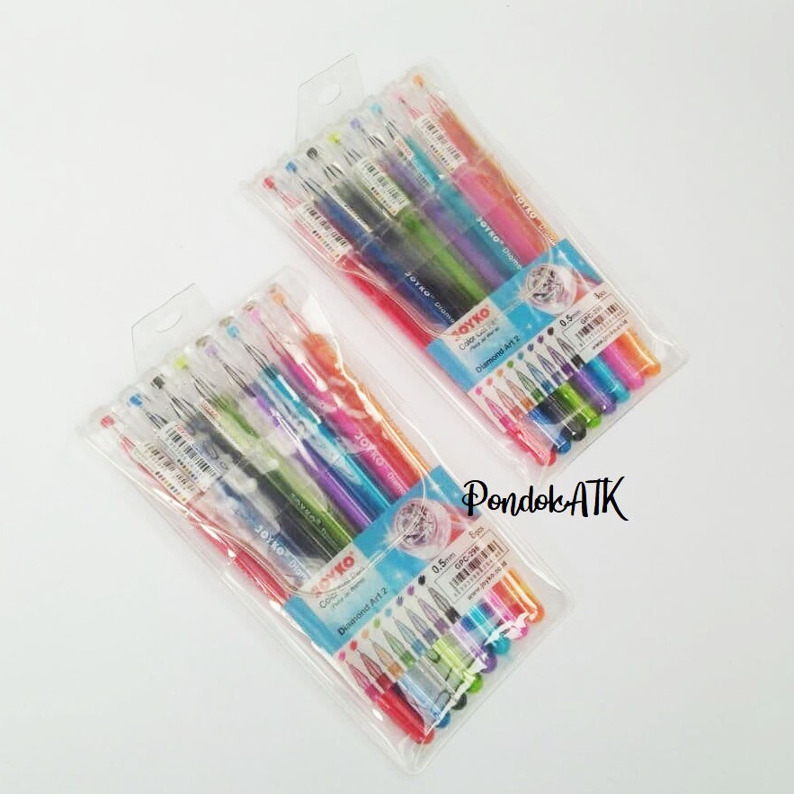 

Bolpen Gel Warna Warni 1 PAK isi 8 Joyko Diamond Art