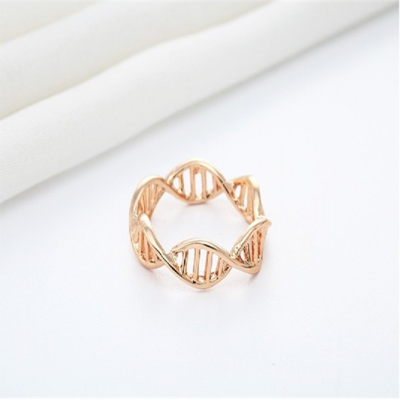 Cincin Fashion Wanita Ilmu Kimia Molekul DNA (Warna: Emas Perak)