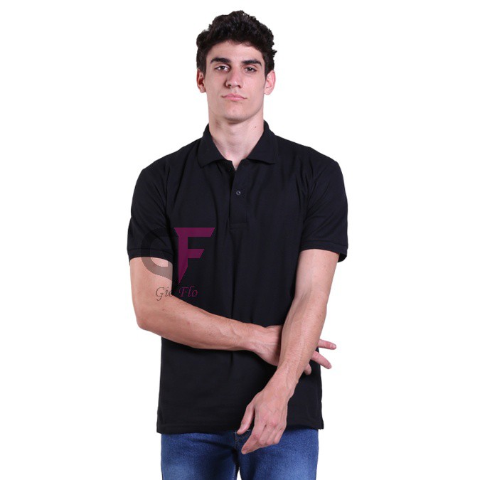 GIOFLO Kaos Polo Shirt Pendek Full Cotton Pique Kualitas Premium Hitam / POL 53