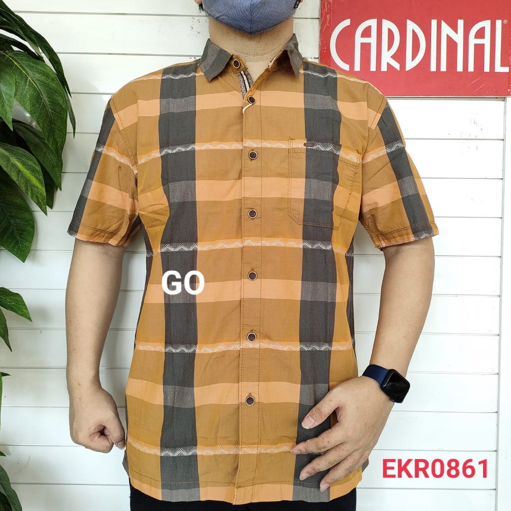 gof CARDINAL KEMEJA REGULAR Hem Pria Baju Cowok Pakaian Pria Lengan Pendek Kemeja Distro Original