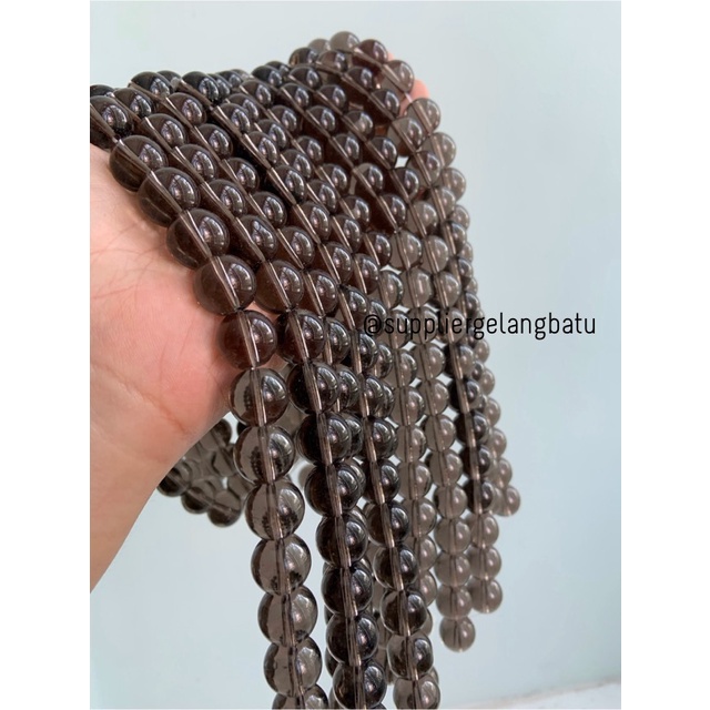batu smoky quartz 14mm kuarsa coklat akik brown stone healing besar