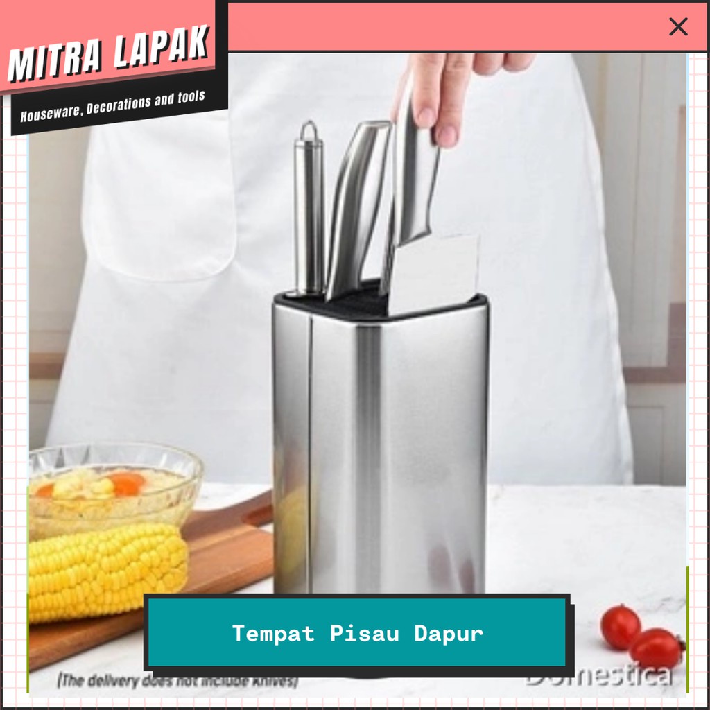 GS8 Mall ANHO Tempat Pisau Dapur Spatula Stand Holder Stainless Steel - SUS435 - Silver