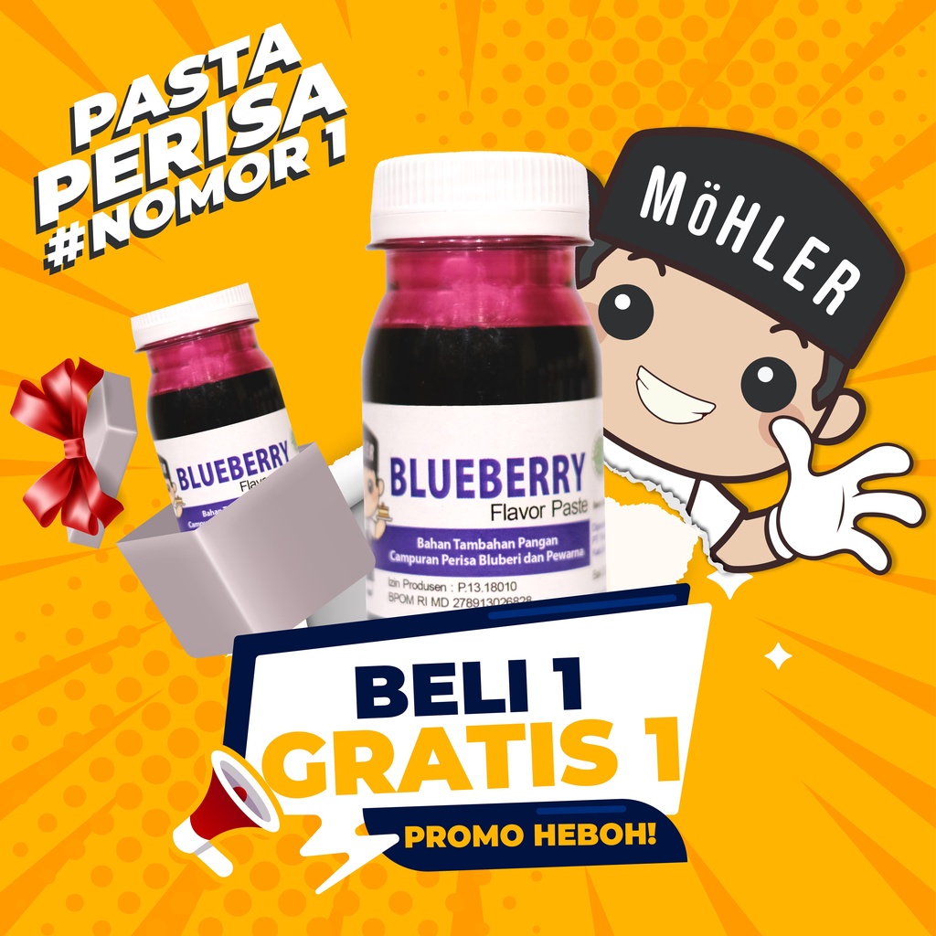 MOHLER Pasta perisa pewarna BLUEBERRY (KLIK KOMBO HEMAT UNTUK BELI 1 GRATIS 1)