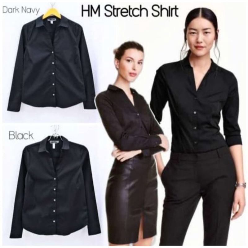 Kemeja Hitam Wanita Lengan Panjang H*M/HM