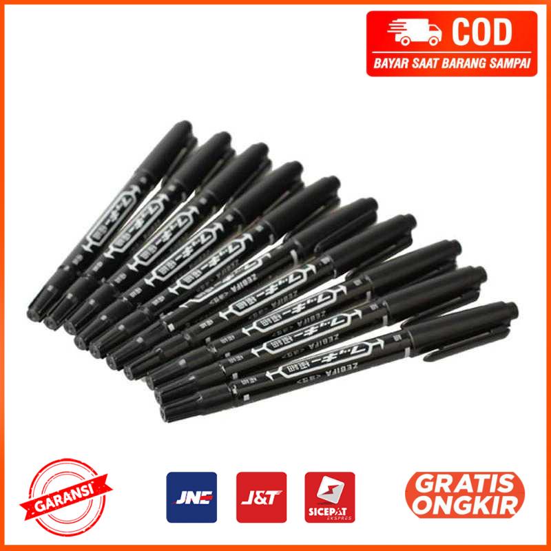 Spidol Permanen Dual Head Marker Waterproof 10 PCS DH100