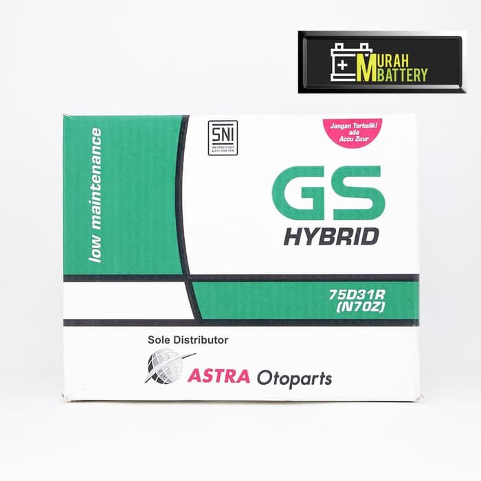Aki Mobil Mitsubishi Kuda Diesel GS HYBRID N70Z ASTRA Aki Basah 75Ah